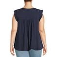 thumbnail image 3 of Terra & Sky Women's Plus Size Eyelet Trim Flutter Sleeve Top, 3 of 5