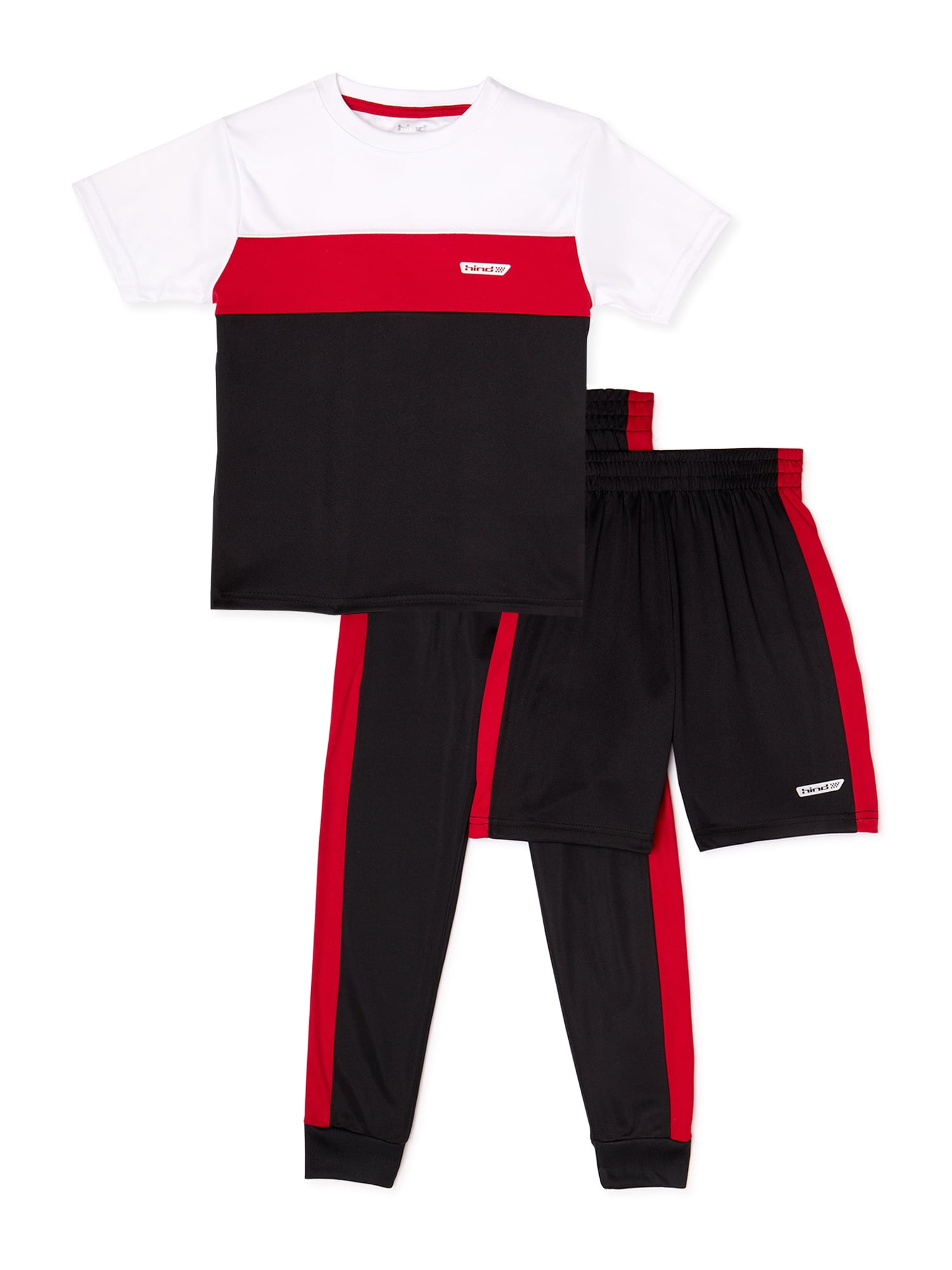 Hind Boys Colorblock T-Shirt, Shorts, & Joggers 3-Piece Active Set ...