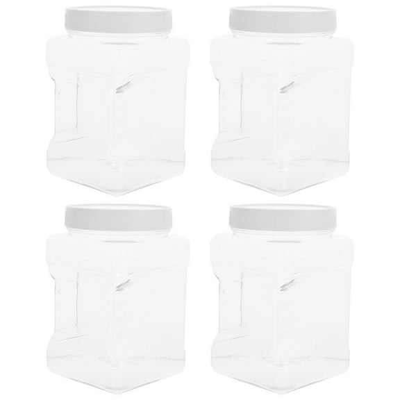 HAMPPLIES 4Pcs Liquid Containers With Lids Storage Bottles 5 89x3 54x3 54 In Transparent White