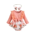thumbnail image 1 of Nituyy Baby Girl 2Pcs Suit, Long Sleeve Round Neck Floral Ruffle Loose Short Romper+ Headband, 1 of 9
