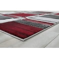 thumbnail image 6 of Boxes/Cubism/Squares Modern Abstract Contemporary Hand Carved Area Rug-Silver/Lava Red/Gray/Black, 6 of 7