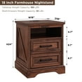 thumbnail image 6 of ACCOHOHO Nightstands Set of 2 with Charging Station, Rustic End Table with 2 Drawers Farmhouse Side Table with 3-tier Storage Space Bedside Cabinet for Bedroom Living Room,Brown, 6 of 10
