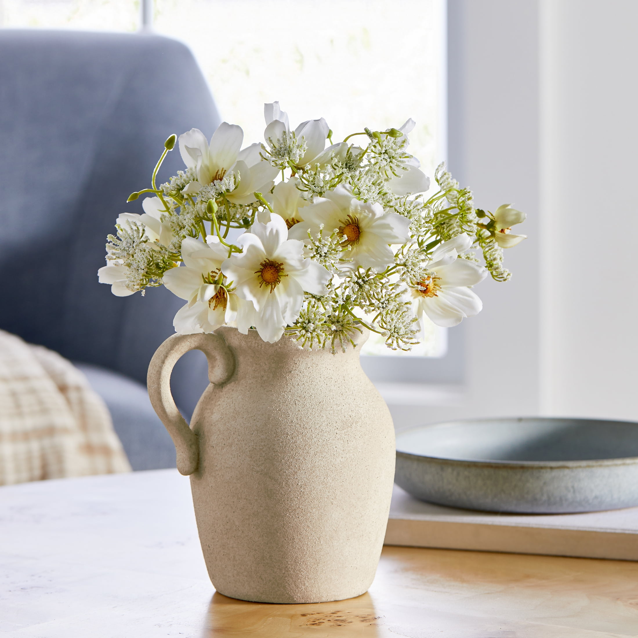 Homes & Garden 11H Artificial Wild Flower - Ceramic Jug Vase