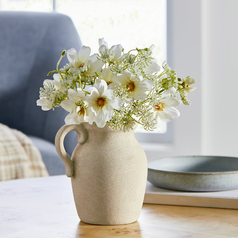 Homes & Garden 11H Artificial Wild Flower - Ceramic Jug Vase