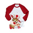 thumbnail image 1 of Moda mujer Navidad cuello redondo manga larga Patchwork impresión camiseta Casual blusa Tops Pompotops gfhjh4538, 1 of 6