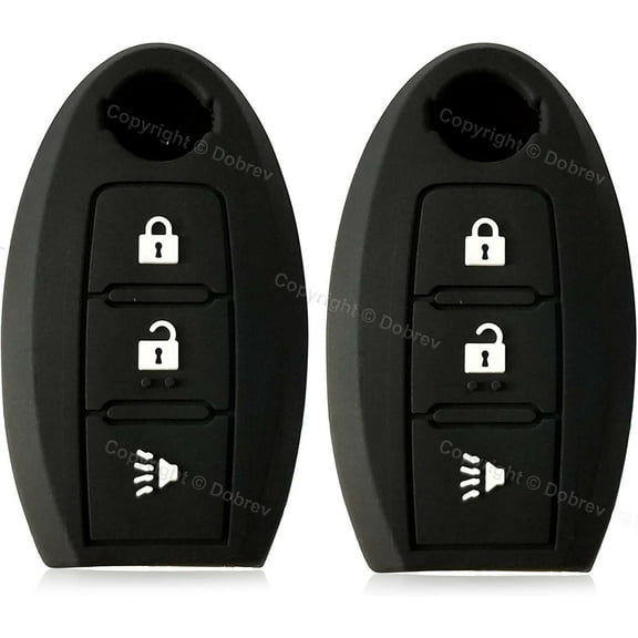 Silicone Smart Entry Case Rubber Cover Skin Fob Holder for Nissan Rogue 3B Key (black and black)