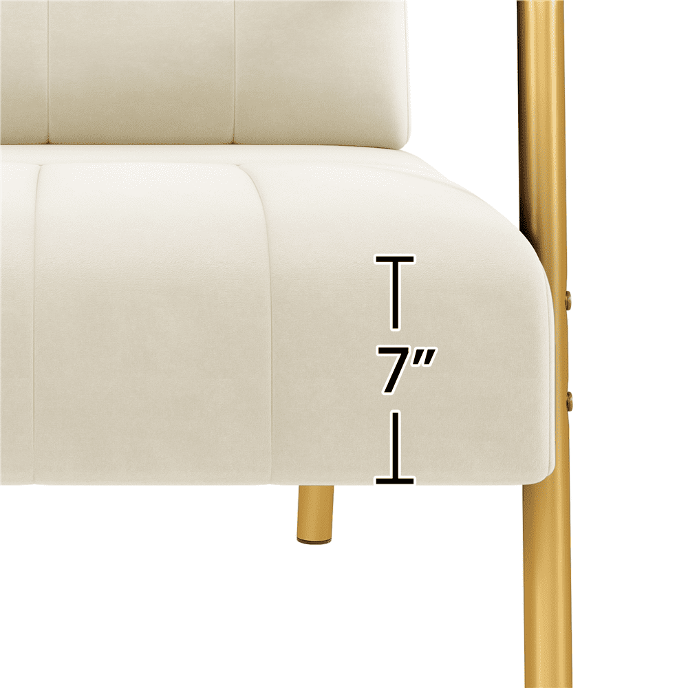 Renwick Velvet Upholstered Accent Armchair with Gold Metal Frame, Beige