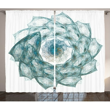 Ambesonne Teal Curtains 2 Panel Set, Exquisite Flower Shaped, 108" x 90", Teal