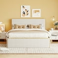 thumbnail image 2 of Full Size Upholstered Platform Bed with 4 Drawers and Golden Edge on the Headboard & Footboard, White, 2 of 6