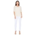 thumbnail image 4 of Yemak Women's Casual Dolman Half Sleeve Lightweight Knit Pullover Top Beige-S-BD, 4 of 4