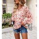 thumbnail image 3 of Camisa Suave, Estampado Floral Escote En V Mujer Blusa Transpirable Encaje Empalmado Para Fiesta Para Trabajo ANGGREK No, 3 of 7