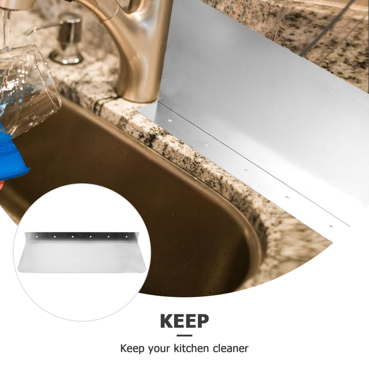2pcs Sink Splashback Kitchen Splash Guard Water  Backsplash Stainless Steel Board Splashing-proof Waterproof (15 X 6 Inch)