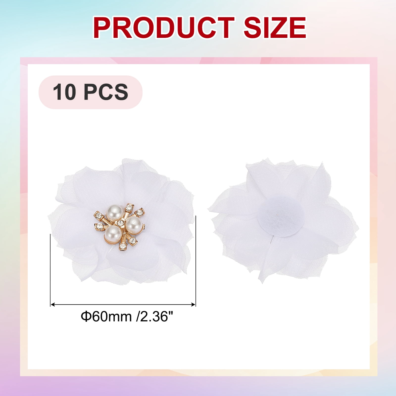 Unique Bargains Chiffon Flower Appliques for DIY Craft Clothing Wedding White