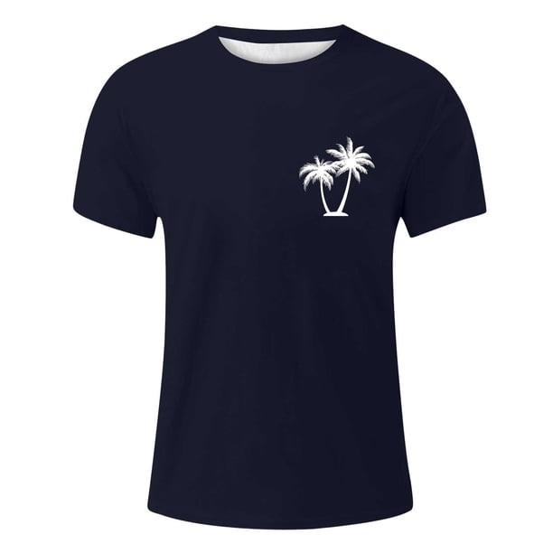Camiseta de playa de verano para hombre con estampado de cocos pequeños, manga corta transpirable, tejido de poliéster, para ocasiones informales, fácil de combinar.