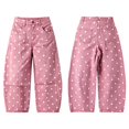 thumbnail image 3 of Women'S Polka-Dot Print High-Waist Seamed Wide-Leg Cropped Casual Pants Pink XXL, 3 of 7