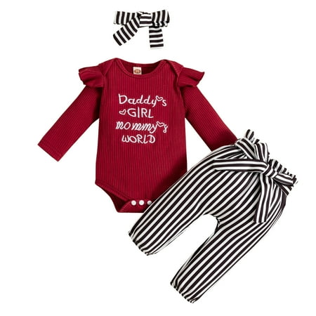 

Qufokar Cute Pants for Teen Girls A World Without Clothes Pants Clothes 3Pcs Ribbed Romper Headband Girls Set Tops+ Baby Boys Striped Outfits Girls Outfits&Set