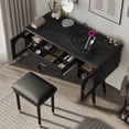 thumbnail image 2 of Elegante vanidad mesa de maquillaje y silla, moderno vestuario con organizador, escritorio, puerto de carga, 2 of 5
