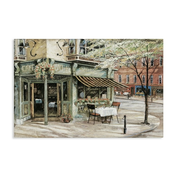 Stupell Industries City Corner Café Scenic & Cityscapes Painting Wrapped Canvas Art Print Wall Art, 24 x 16