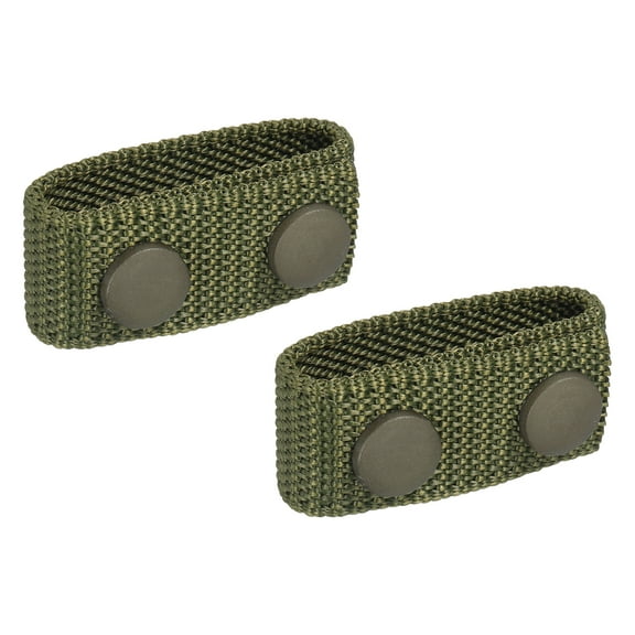 Uxcell Nylon Belt Keepers, 2 Pcs Double Snaps Belt Keepers Nylon Webbing Loop Holder with Double Snaps for 2.2 Inch Wide Belt Duty Belt Security Fixing, Green