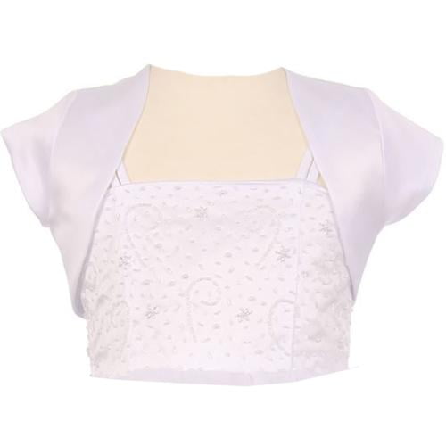 Dreamer P Little Girls Satin Cape Feathers Bolero Jacket Cover Shrug Sweater Christmas