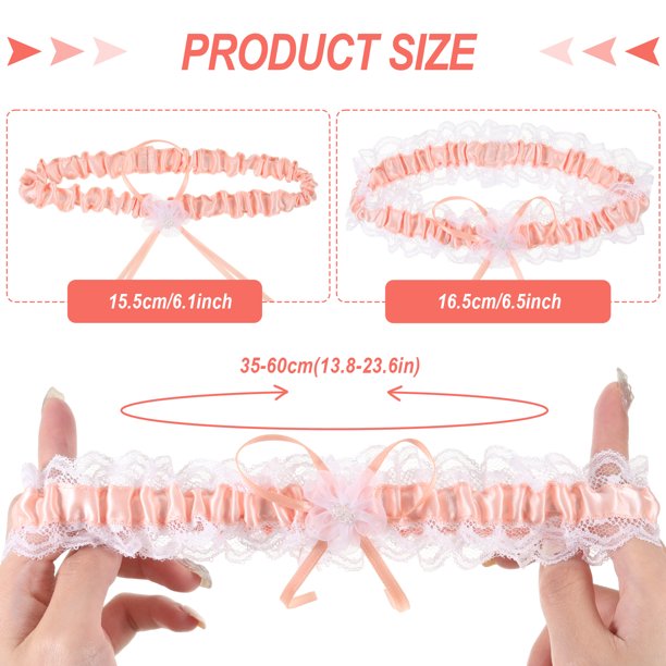 Minnieouse 2 pack/lote Liga de boda cómoda con aplicación amplia anillo para pierna lazo para pierna nupcial diario Accesorios de disfraces Rojo