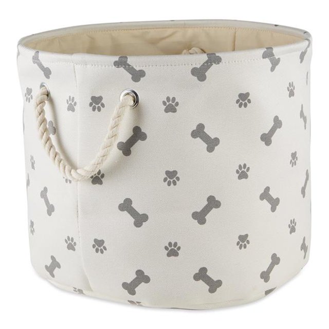 Design Imports CAMZ12453 Patte & Os Ronde Polyester Animal Bin&44; Gris - Moyen