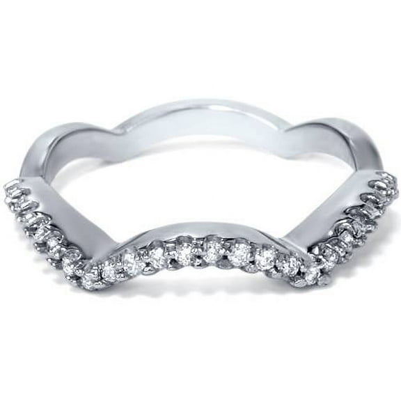 Pompeii G/VS 1/2ct Curved Diamond Wedding Ring Guard Band Enhancer 14K White Gold SZ 7