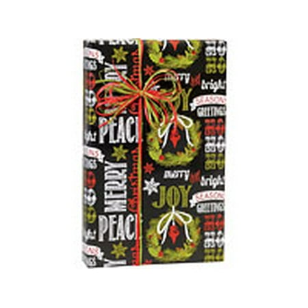 - Green Wreath Season Greetins Chalkboard Wishes Holiday /Christmas Gift Wrapping Paper 16ft
