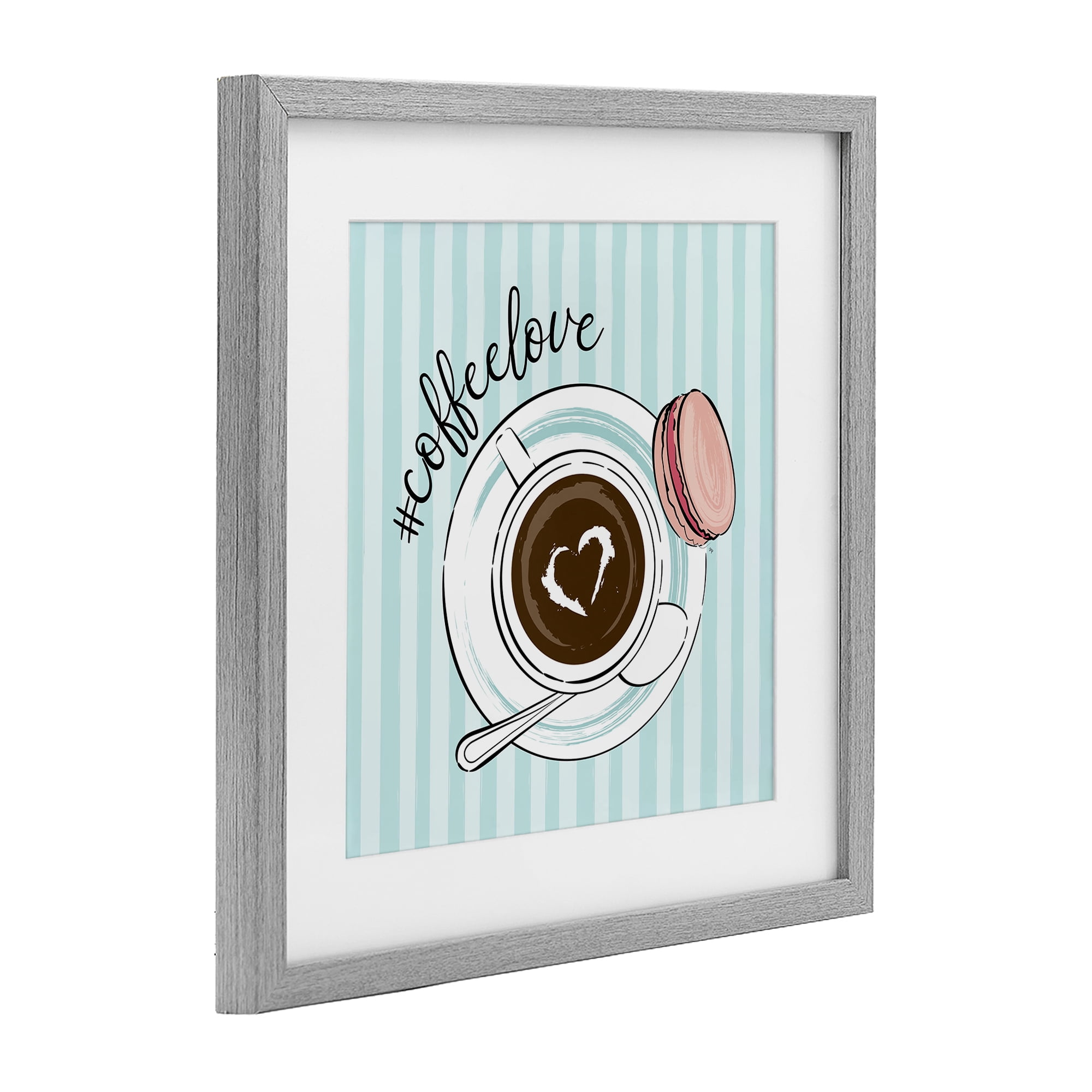 Stupell Industries Coffee Love Hashtag Gray Framed Print Under Glass, design by Martina Pavlova