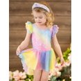 thumbnail image 3 of Arshiner Girls Ruffle Sleeve Ballet Leotard Criss-Cross Back Dance Dresses | Girls Ballet Leotard with Shiny Skirt, 2-11 Years, Toddler Dance Dresses, 3 of 5