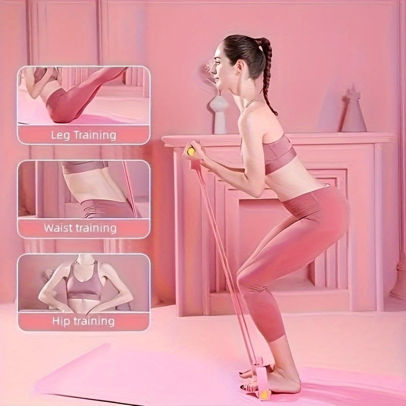 5-Piece Yoga Fitness Set, Eva Material Elastic Bands Resistance Pedal Puller Figure Eight Leg Muscle Trainer, Flexibility Massage