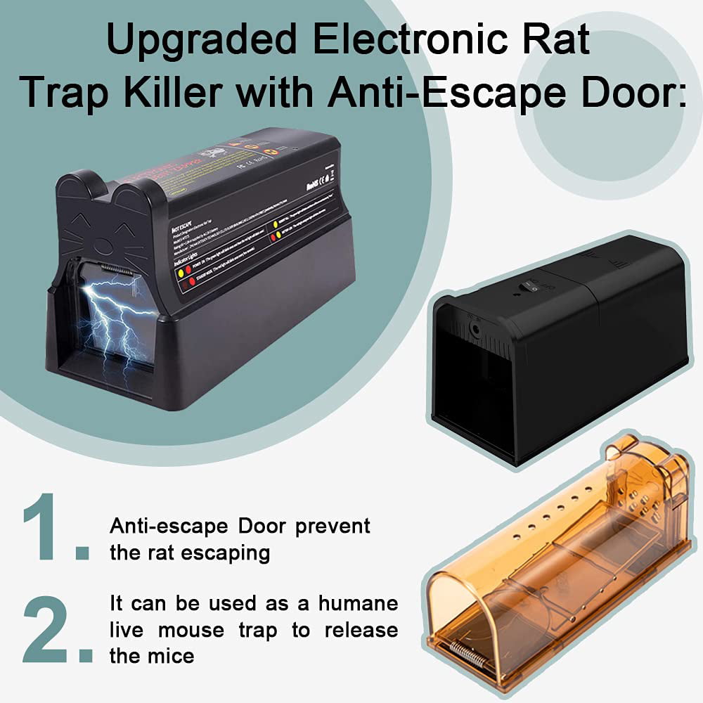 G·PEH Electric Rat Zapper with Door 2000V Shock Rat Killer Effective Mouse  Traps Indoor for Home Office, Let The Mice Not Escape 