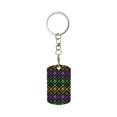 thumbnail image 2 of Uemuo Mardi Gra Geometric Pattern Rectangular Metal Keychain - Durable, Stylish, and Personalized Key Ring for Men and Women,Engraved Keychain,Gift Slim Sturdy Keychain, 2 of 7