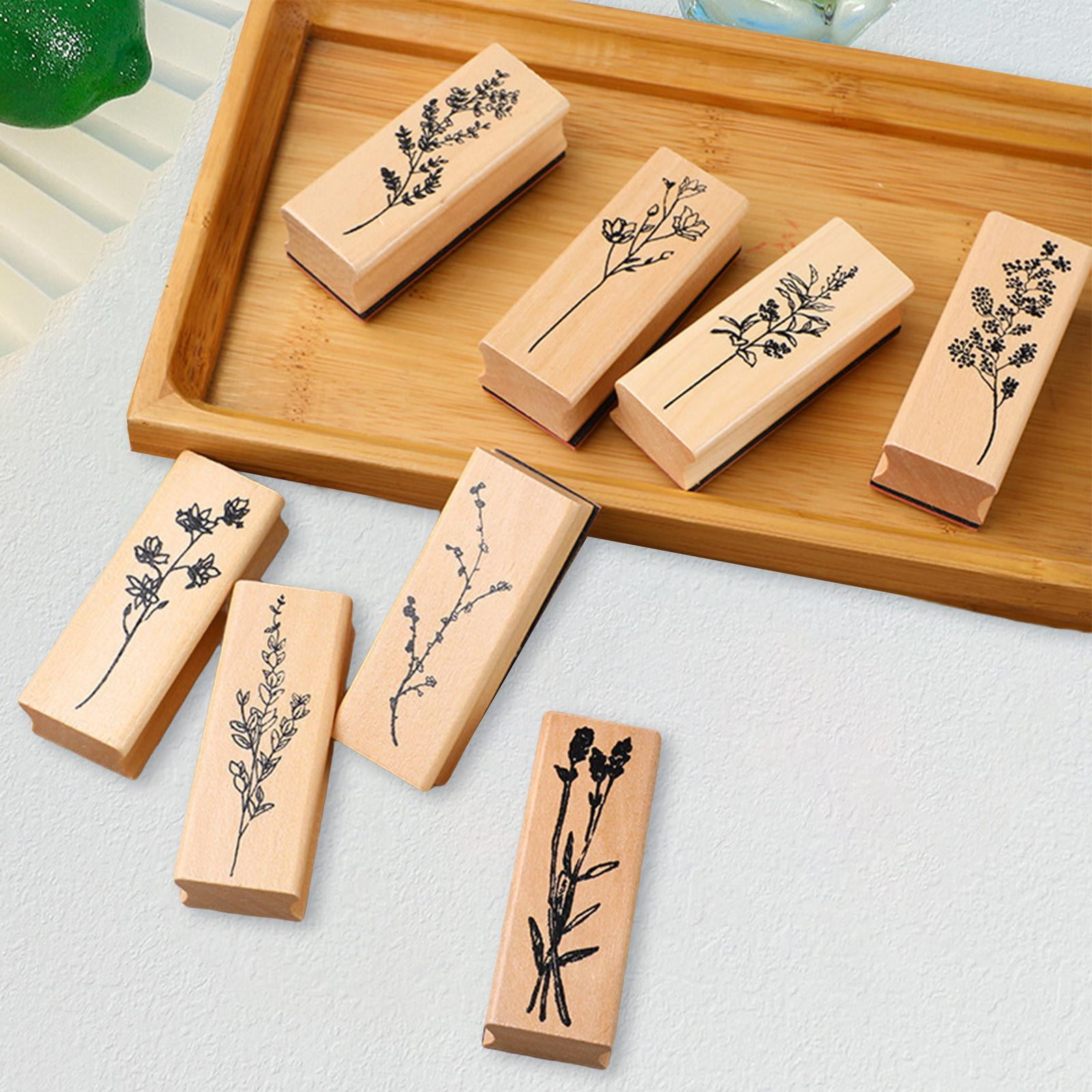 Hashcart Wooden Pottery Stamps for Block Printing - Stamp Set of 10 Wooden Clay Stamps Wood Printing Stamp for Crafting on Fabric, Blocks, Henna
