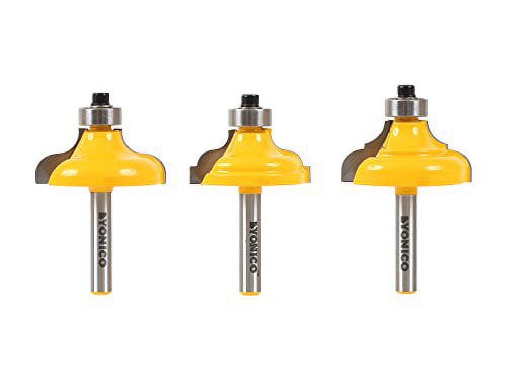 3 Bit Edge Molding Router Bit Set - Ogee - 1/4" Shank - Yonico 13325q
