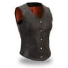 First Manufacturing FIL545CSL Women’s Black Extremely Stylish Long Length Cowhide Leather Motorcycle Vest X-Small