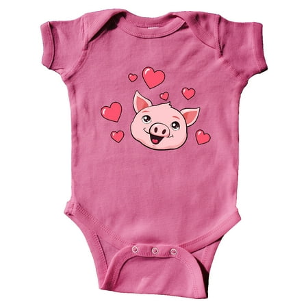 

Inktastic Cute Pig with Hearts Gift Baby Boy or Baby Girl Bodysuit