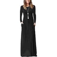 thumbnail image 2 of Mengpipi Women's Maxi Dresses Long Sleeve Casual Long Dresses Loose Plain with Pockets, Black-S(US 4-6), 2 of 4