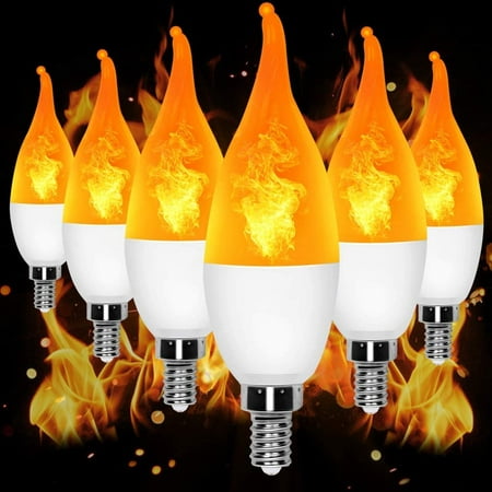 

6 Pack LED Imitation Flame Light Bulbs 3 Modes (General Breathing Emulation) 3W Warm White E27 Base Fire Bulbs with Gravity Sensor for Home Bar Party Decoration