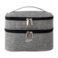 thumbnail image 2 of Double Layer Travel Makeup Bag, Oxford Fabric Cosmetic Organizer with Handle, Portable Large Capacity Toiletry Bag for Women, 2 of 5