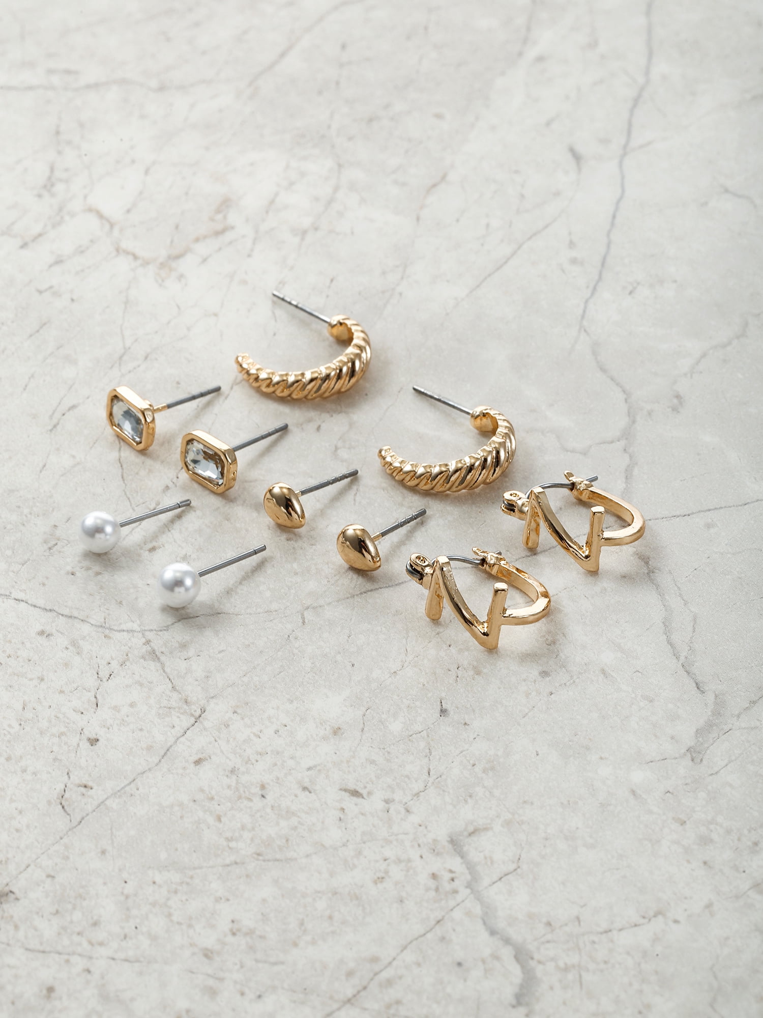 Time and Tru Goldtone Multi Earring Set, 5 Pairs, Initial Z