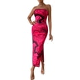 thumbnail image 1 of Vestido PRETTYGARDEN Strapless Maxi Bodycon Floral Rojo S, 1 of 7