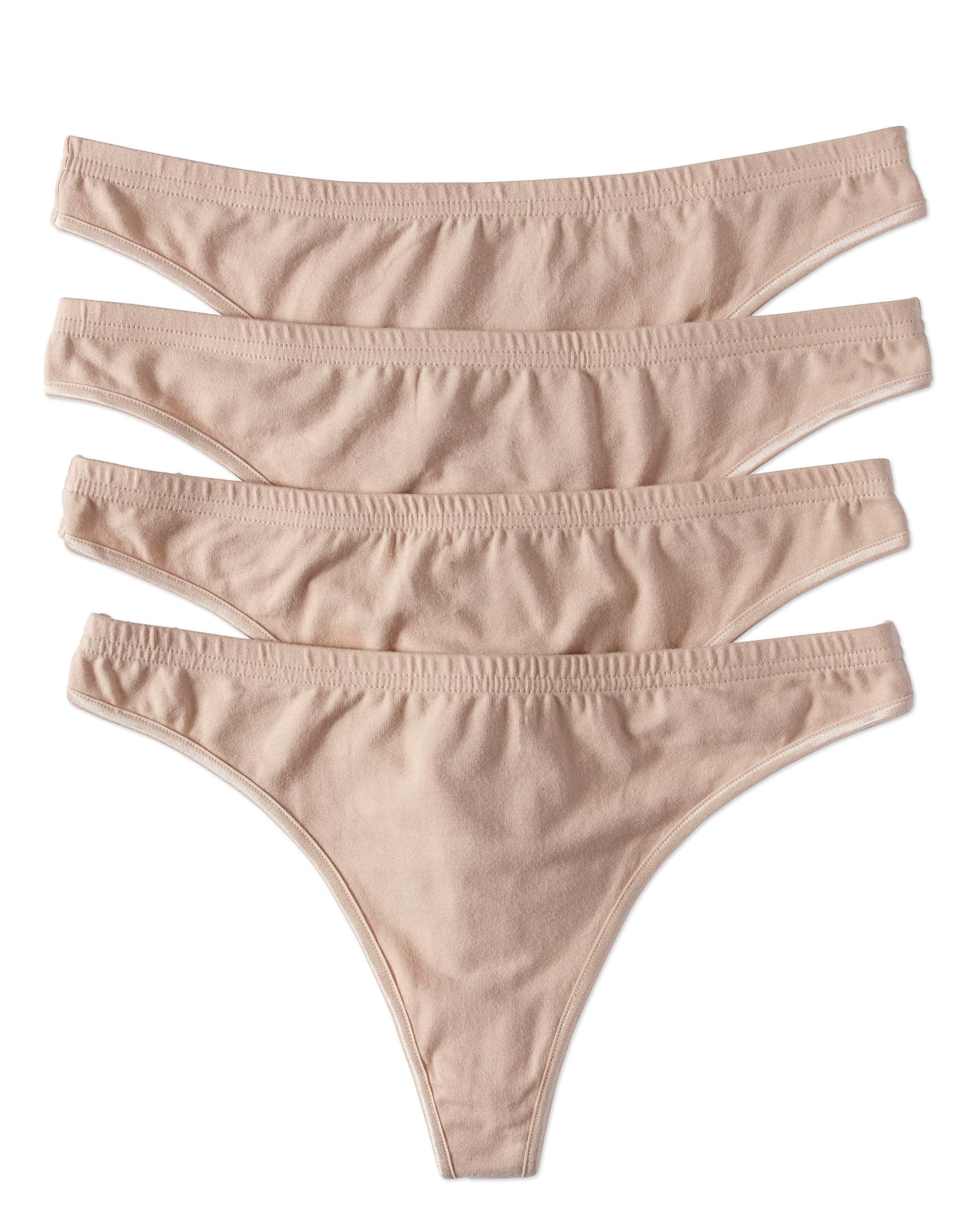Best Fitting Panty Women's Cotton Stretch Thong Panties, 4Pack