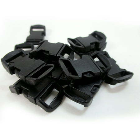 24 Black Paracord Bracelet Buckle 1/2 Plastic Curved Side Release Snap