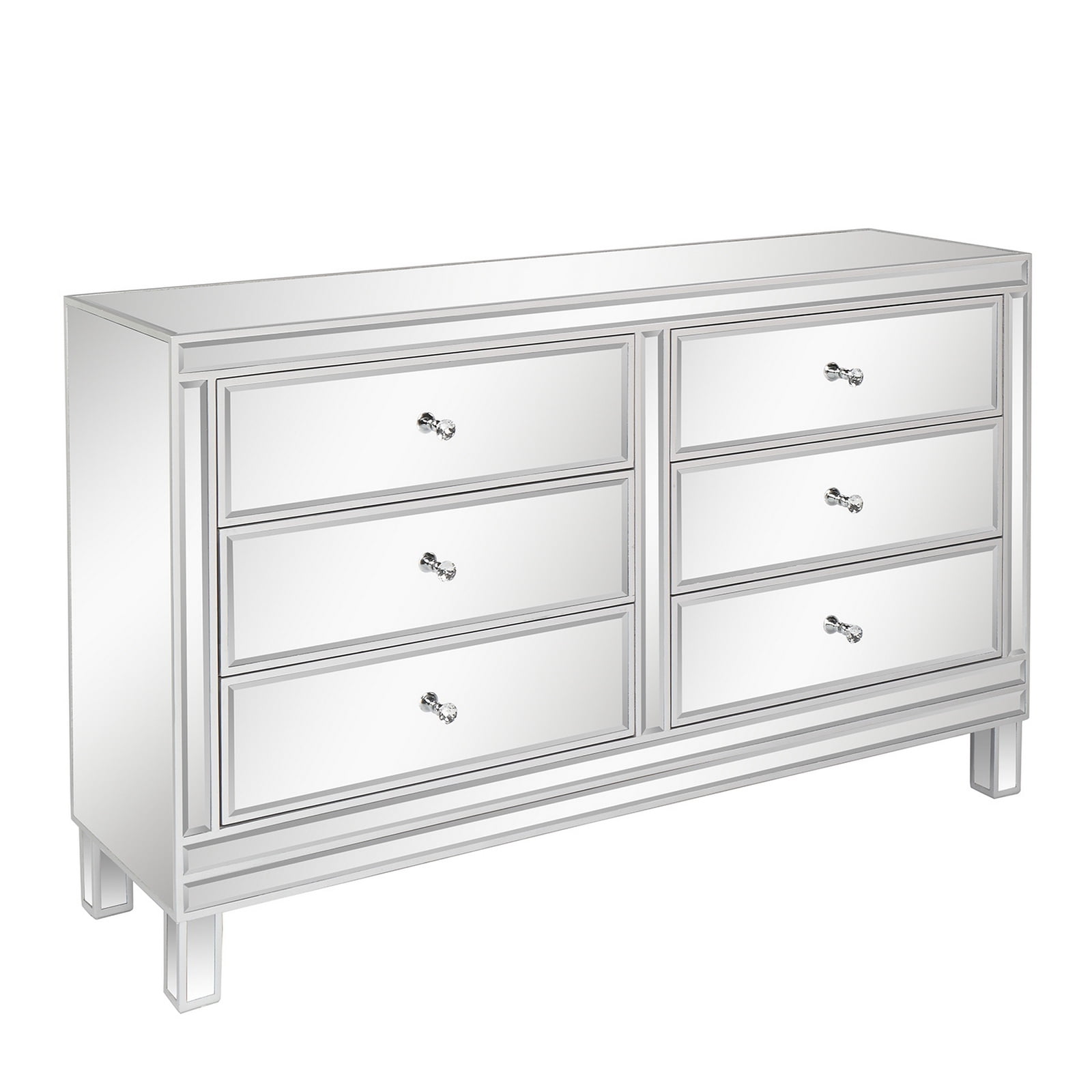 Kepooman FCH Mirrored TV Stand, Mirrored Finish Glass TV Stand with 6 Drawers, Mirrored Dresser for Living Room, Bedroom, Silver Kepooman FCH Mirrored TV Stand, Mirrored Finish Glass TV Stand with 6 Drawers, Mirrored Dresser for Living Room, Bedroom, Silver