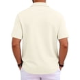 thumbnail image 5 of Qwertyu Mens Polo Shirts Short Sleeve Casual 3 Buttons Textured Golf Shirts Summer Collared T-Shirt Beige L, 5 of 8
