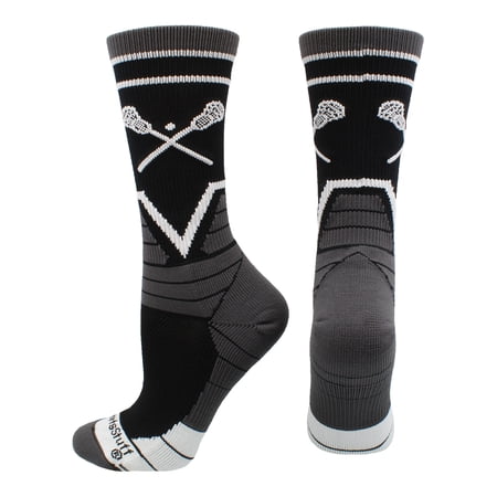 Lacrosse Victory Crew Socks (Black/Graphite/White, Large)