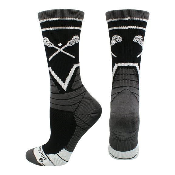 Lacrosse Victory Crew Socks (Black/Graphite/White, Large)