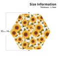 thumbnail image 3 of Pofeuu Yellow Polka Dot Sunflower Print Leather Coasters Set of 6, Round Cups Mugs Mat Pad for Home Kitchen Heat Resistant Drink Coasters,Hexagon, 3 of 7