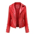 thumbnail image 1 of Chaquetas para mujer Slim Leather Stand Collar Zip Motocicleta Traje Cinturón Abrigo Chaqueta Tops Odeerbi  ODB-3, 1 of 5